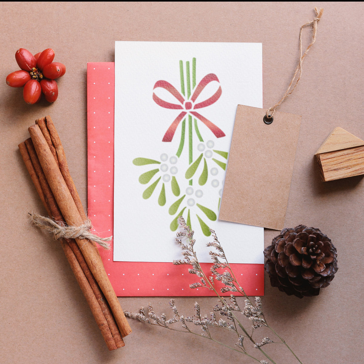 Craftstar Mistletoe Stencil on Card