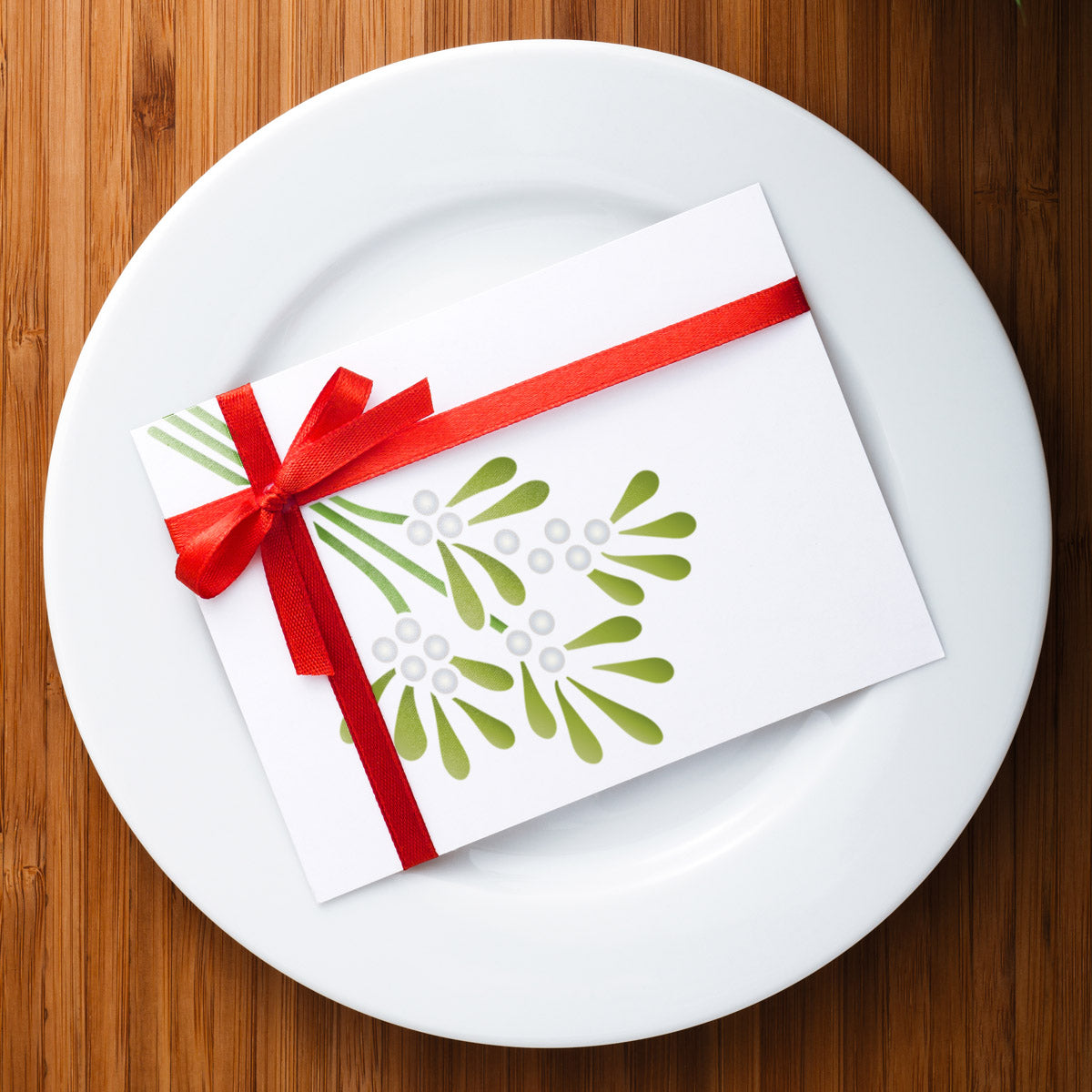 Craftstar Mistletoe Stencil on Christmas place setting