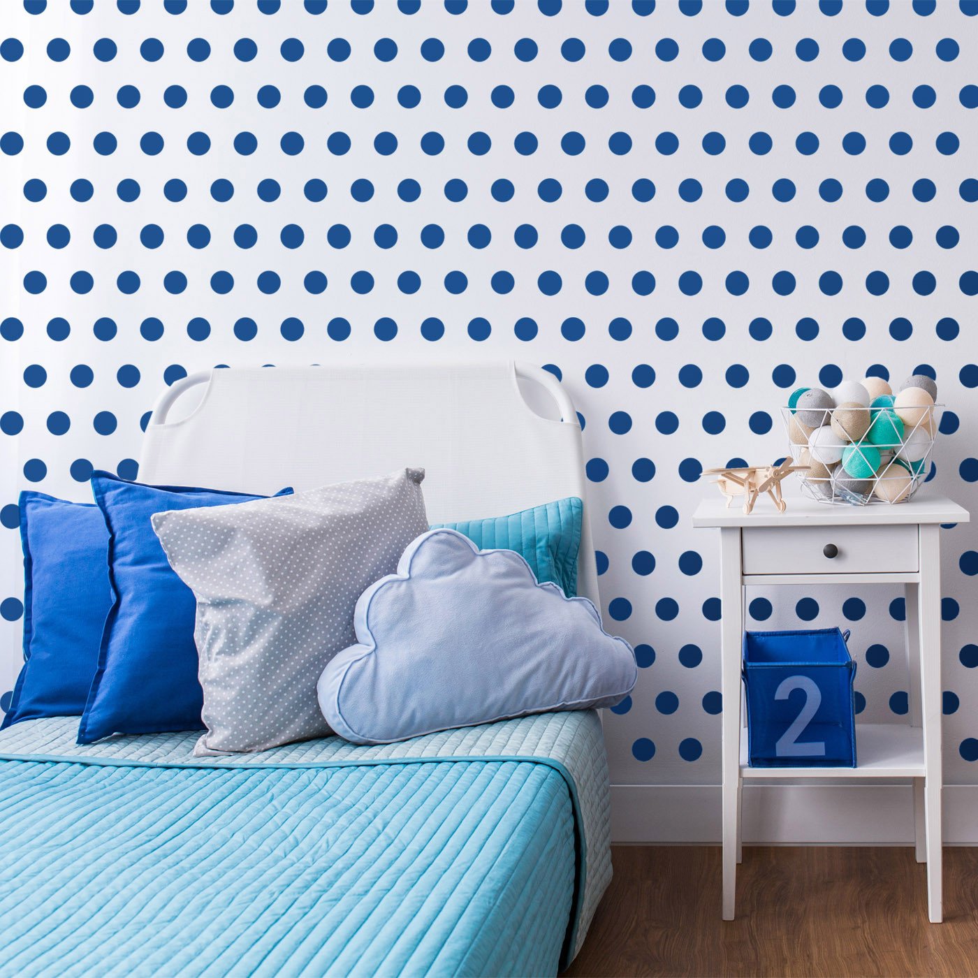 Small Polka Dot Seamless Pattern Stencil in teen room