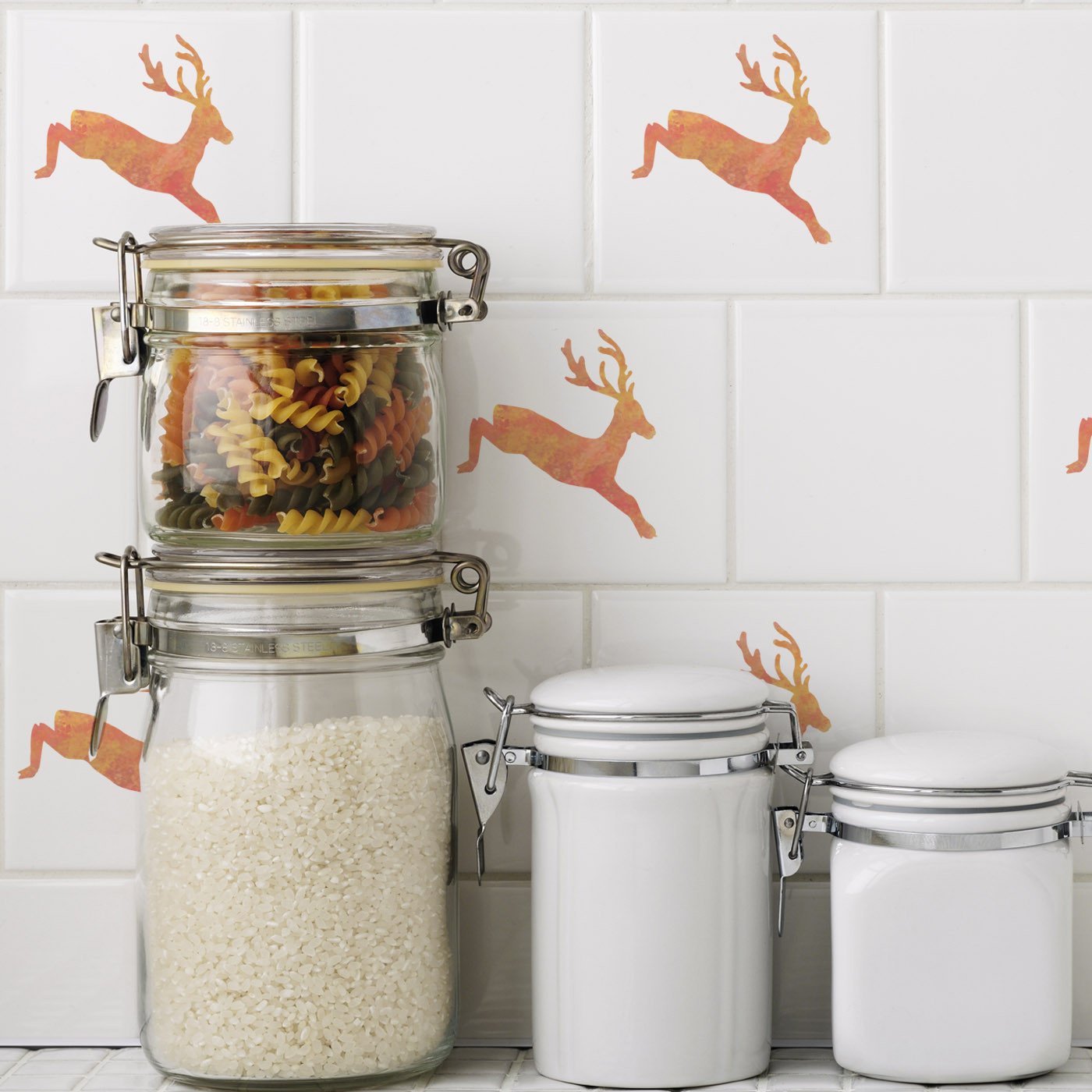 CraftStar Leaping Stag Stencil on tiles