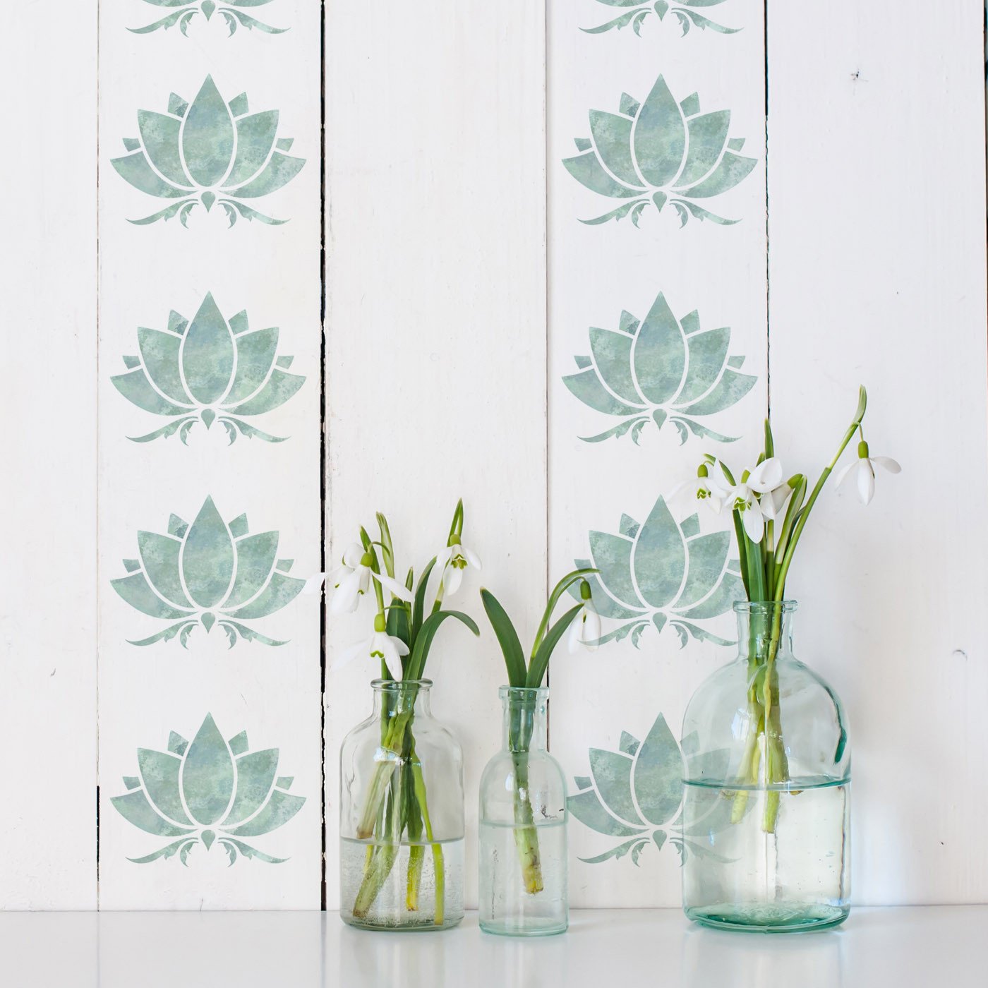 CraftStar Small Lotus Flower Stencil on wood