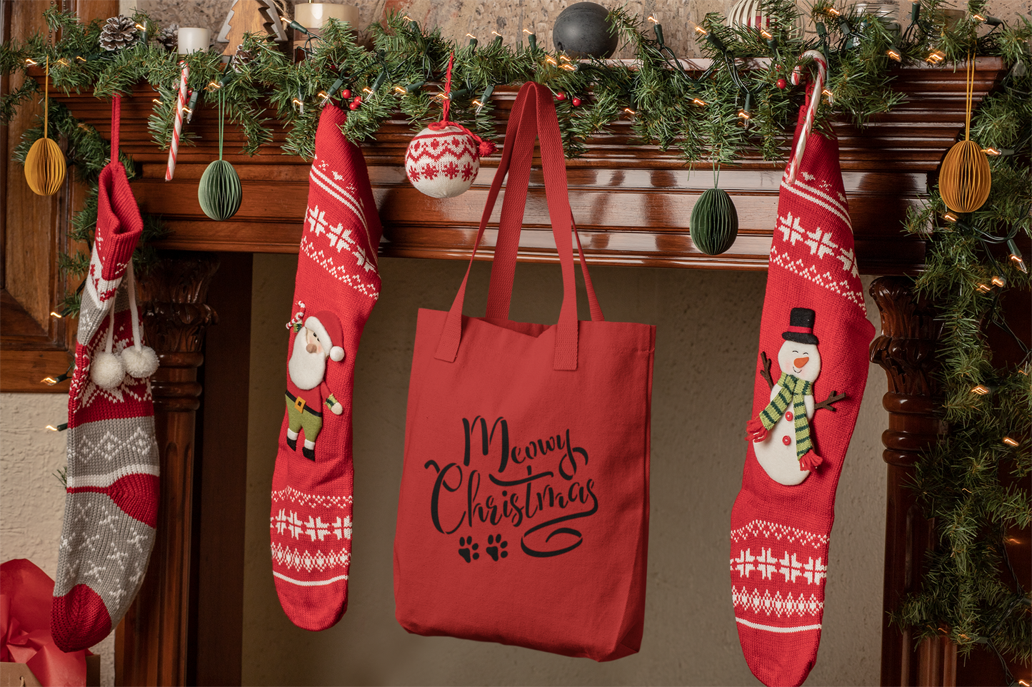 CraftStar Meowy Christmas Stencil Used for CHristmas Tote bag