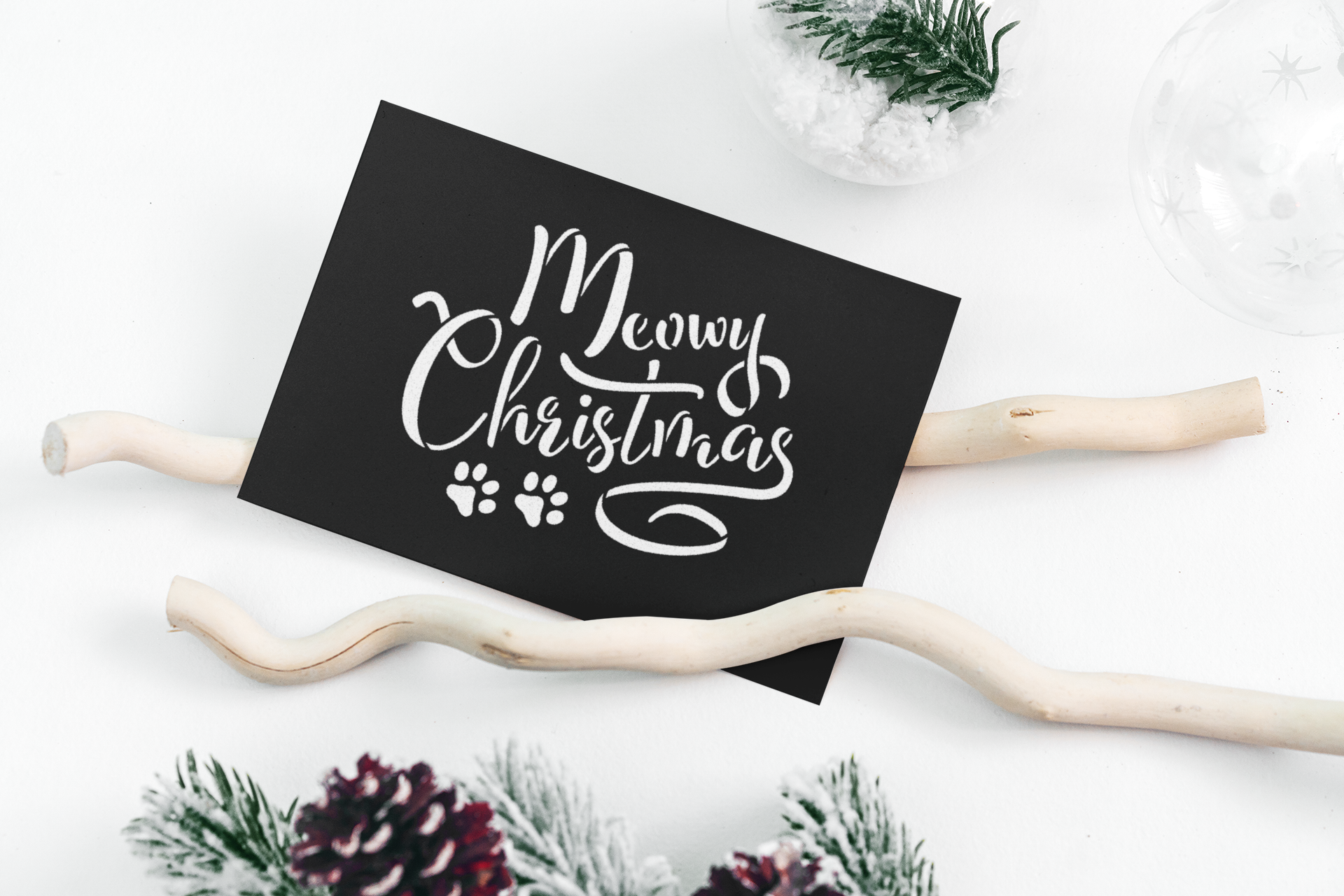 CraftStar Meowy Christmas Stencil used for Card