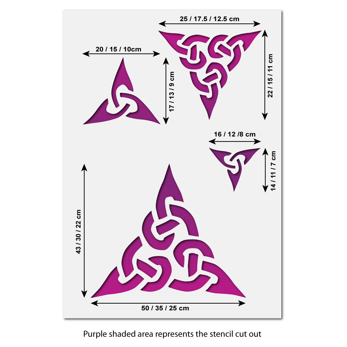 CraftStar Celtic Trinity Knot Stencil Set Size Information