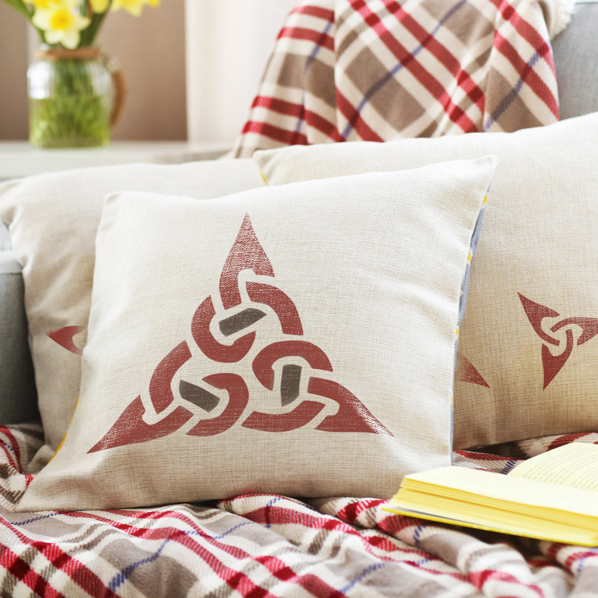 CraftStar Celtic Trinity Knot Stencil Set on fabric