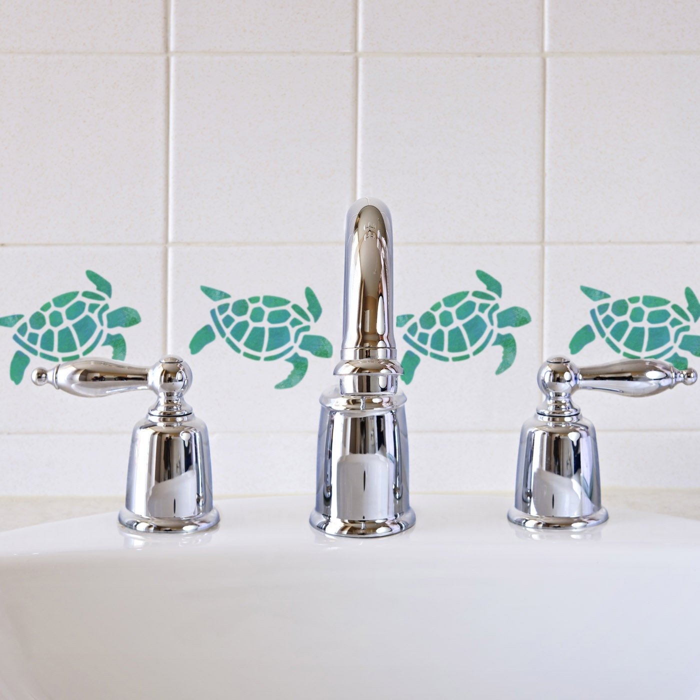 Craftstar Turtle Stencil on tiles