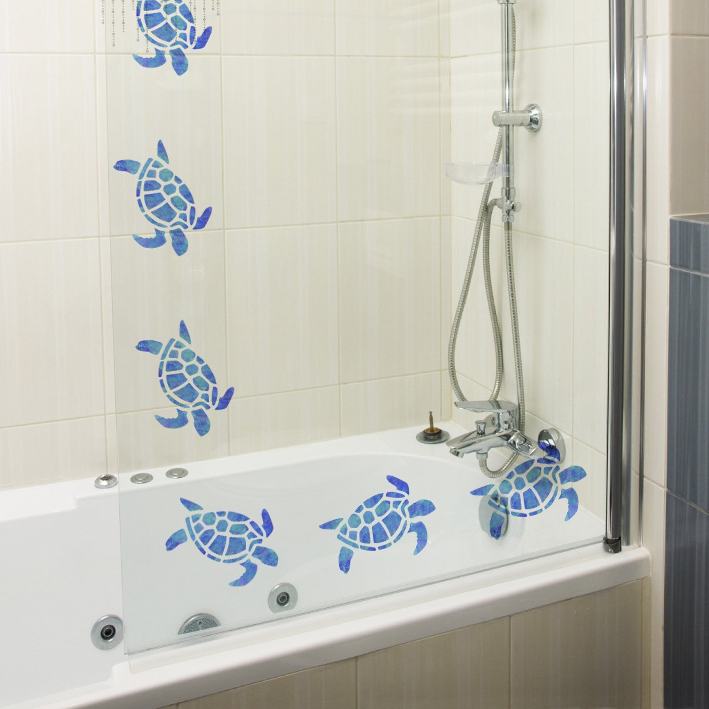 Craftstar Turtle Stencil on shower door