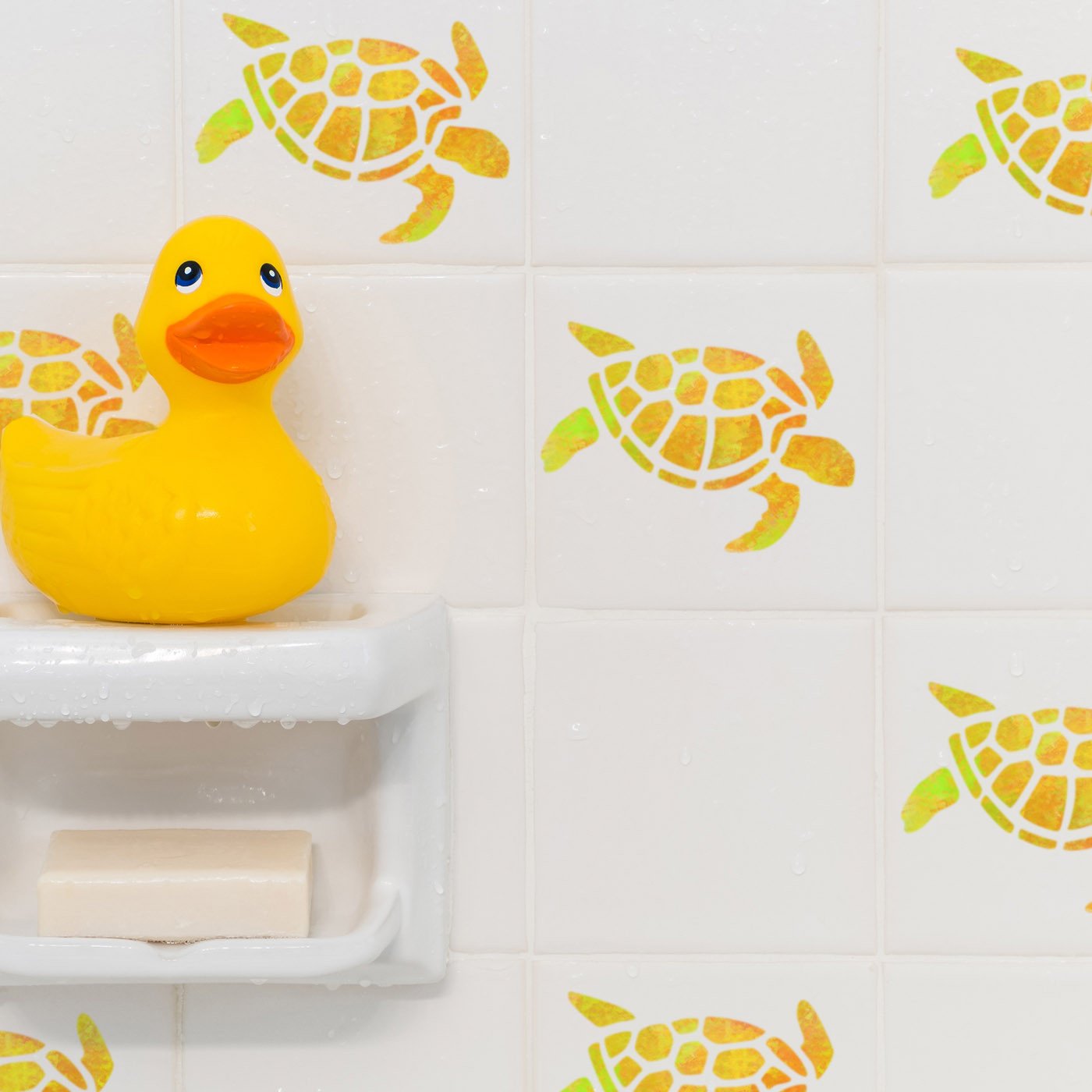 Craftstar Turtle Stencil on tiles