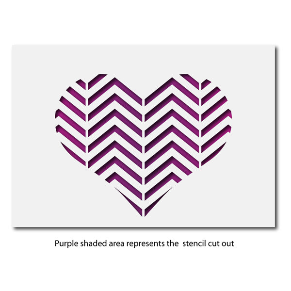 Chevron Pattern Heart Stencil Craft Template CraftStar