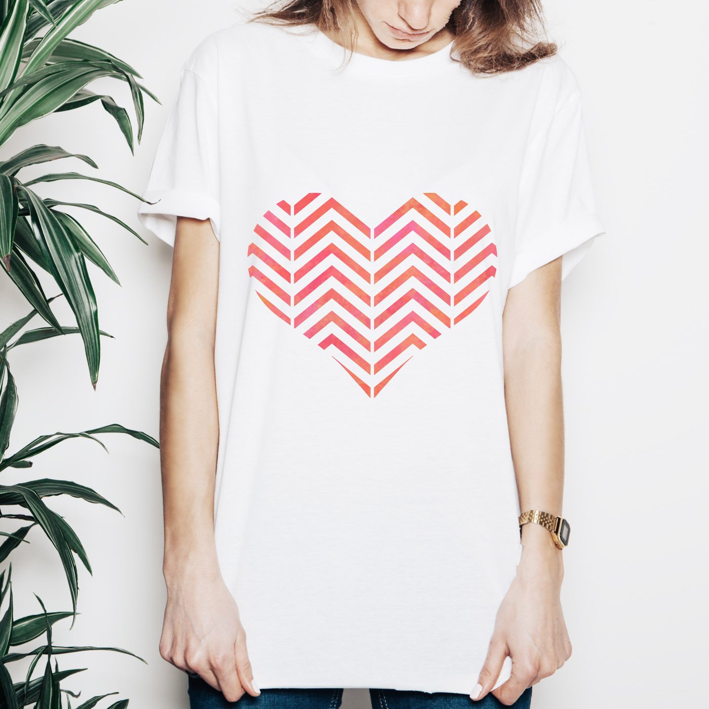 CraftStar Zig Zag Pattern Heart Stencil on Fabric