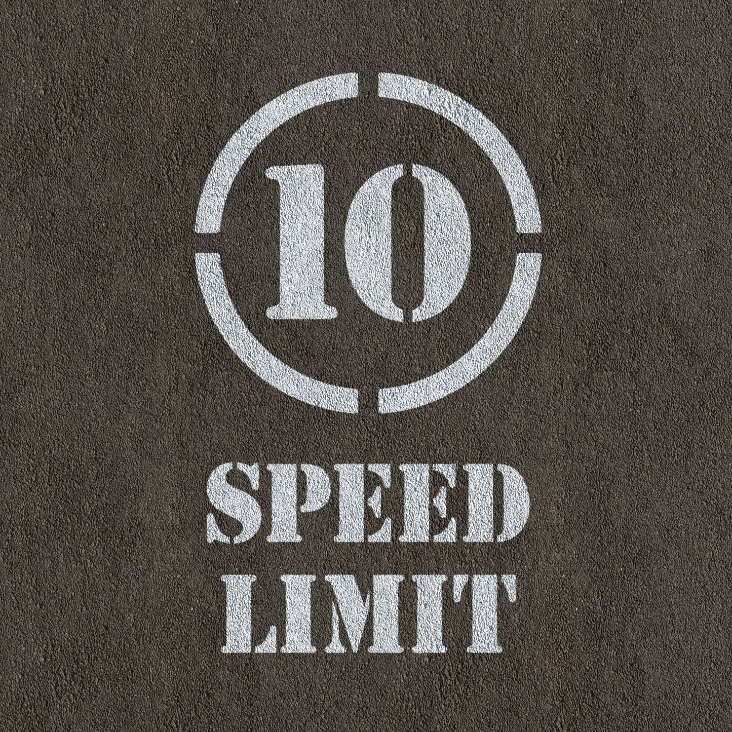 10mph Speed Limit Sign Stencil painted on road surface