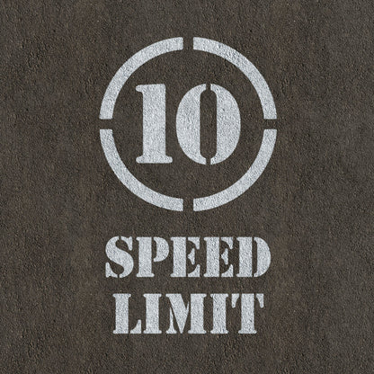 10mph Speed Limit Sign Stencil painted on road surface