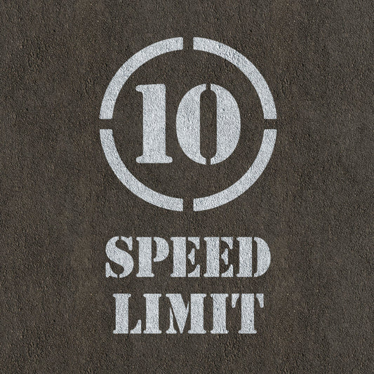 10mph Speed Limit Sign Stencil painted on road surface