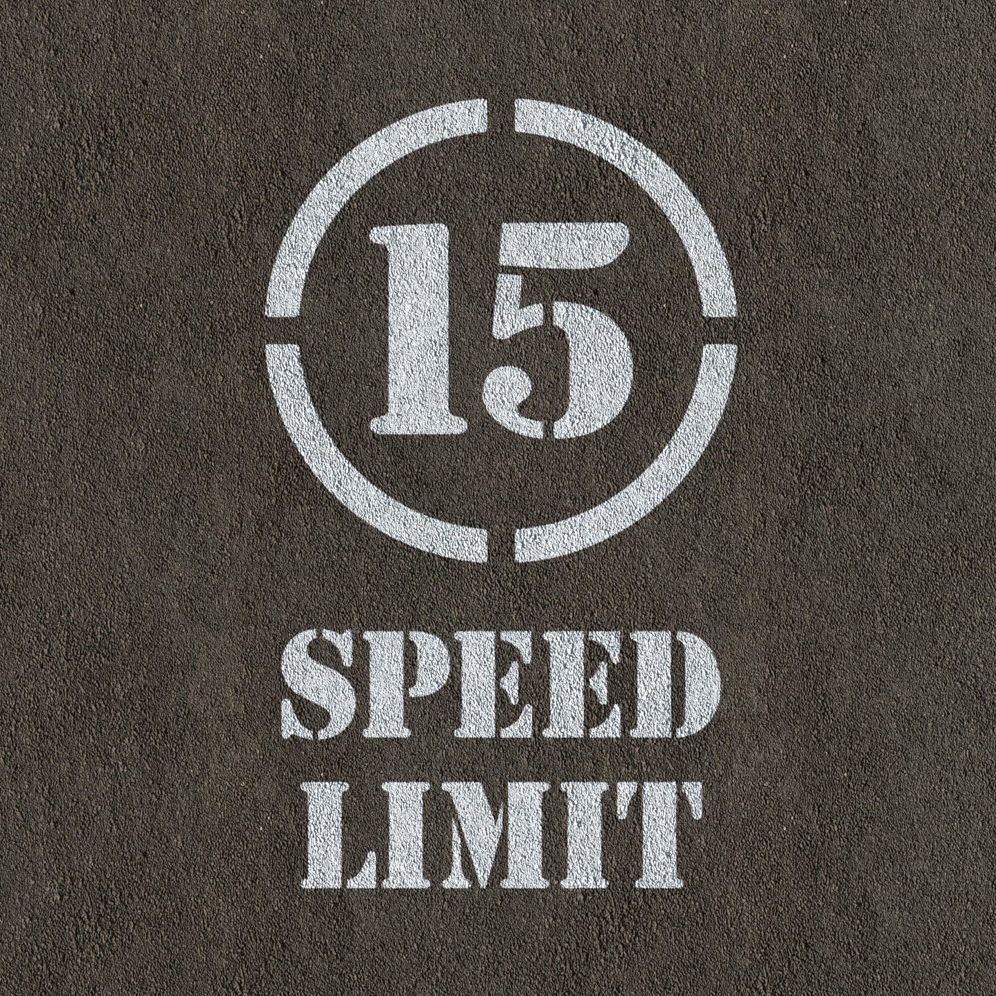 15mph Speed Limit Sign Stencil painted on road surface