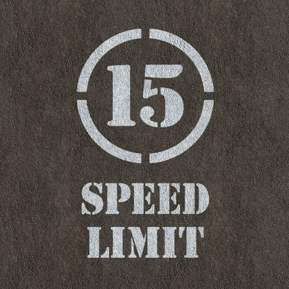 15mph Speed Limit Sign Stencil painted on road surface