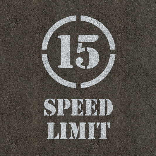 15mph Speed Limit Sign Stencil painted on road surface