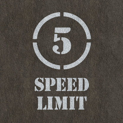 5mph Speed Limit Sign Stencil painted on road