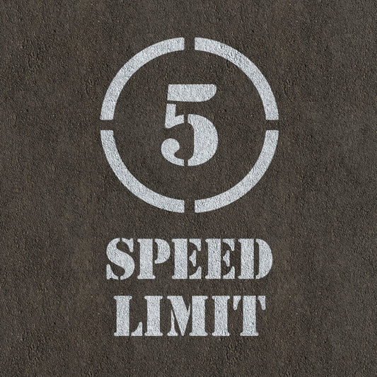5mph Speed Limit Sign Stencil painted on road