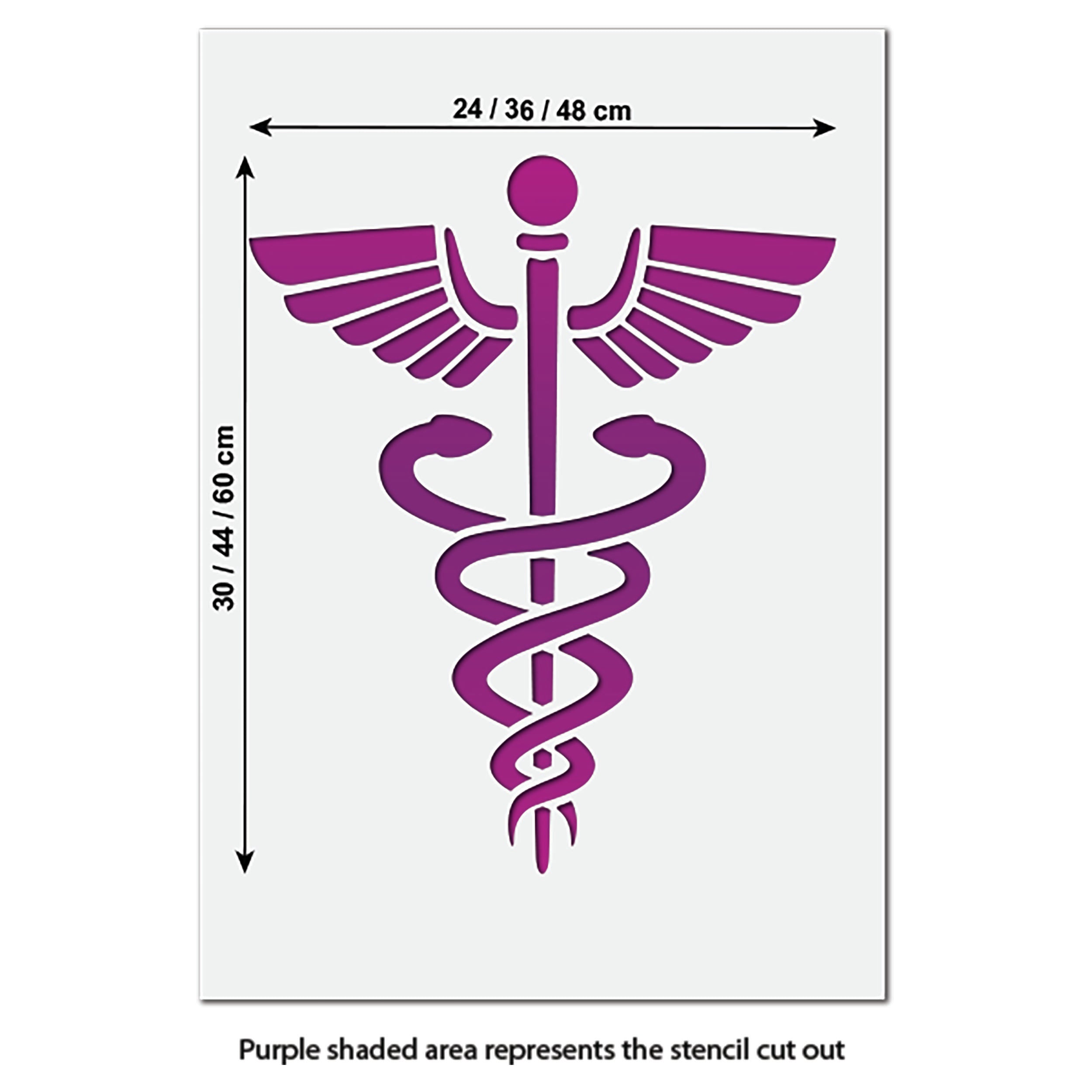 Caduceus Medical Symbol Wall Stencil SIze Guide