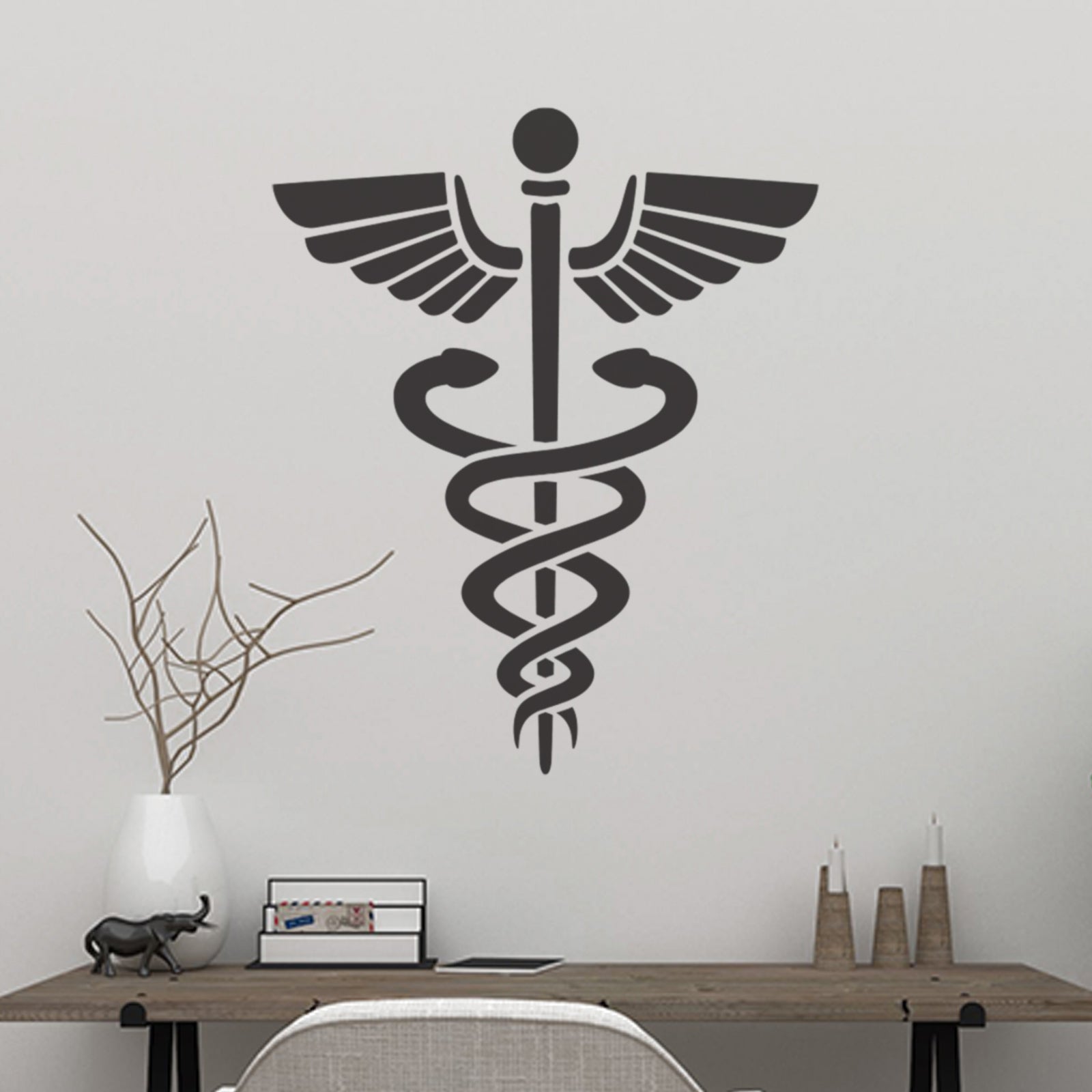 Caduceus Medical Symbol Wall Stencil