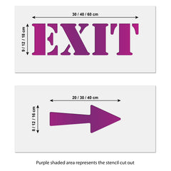 Craftstar Exit and Arrow Stencil Pack size guide