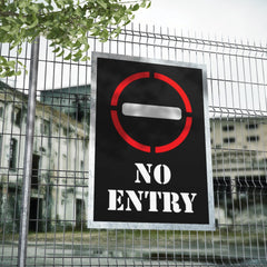 No Entry Symbol and Text Stencil Painted on Sign