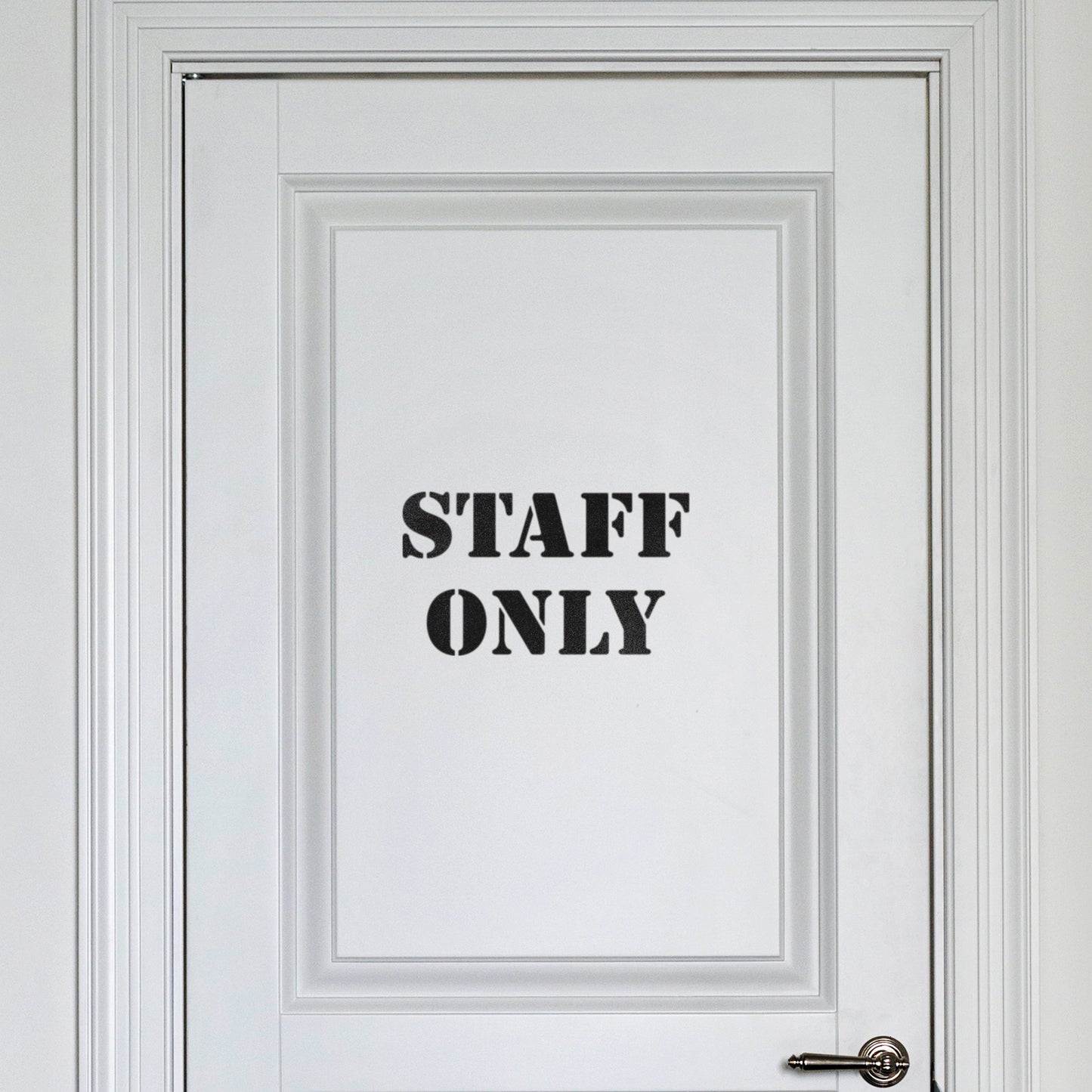 CraftStar Staff Only Stencil p painted on door