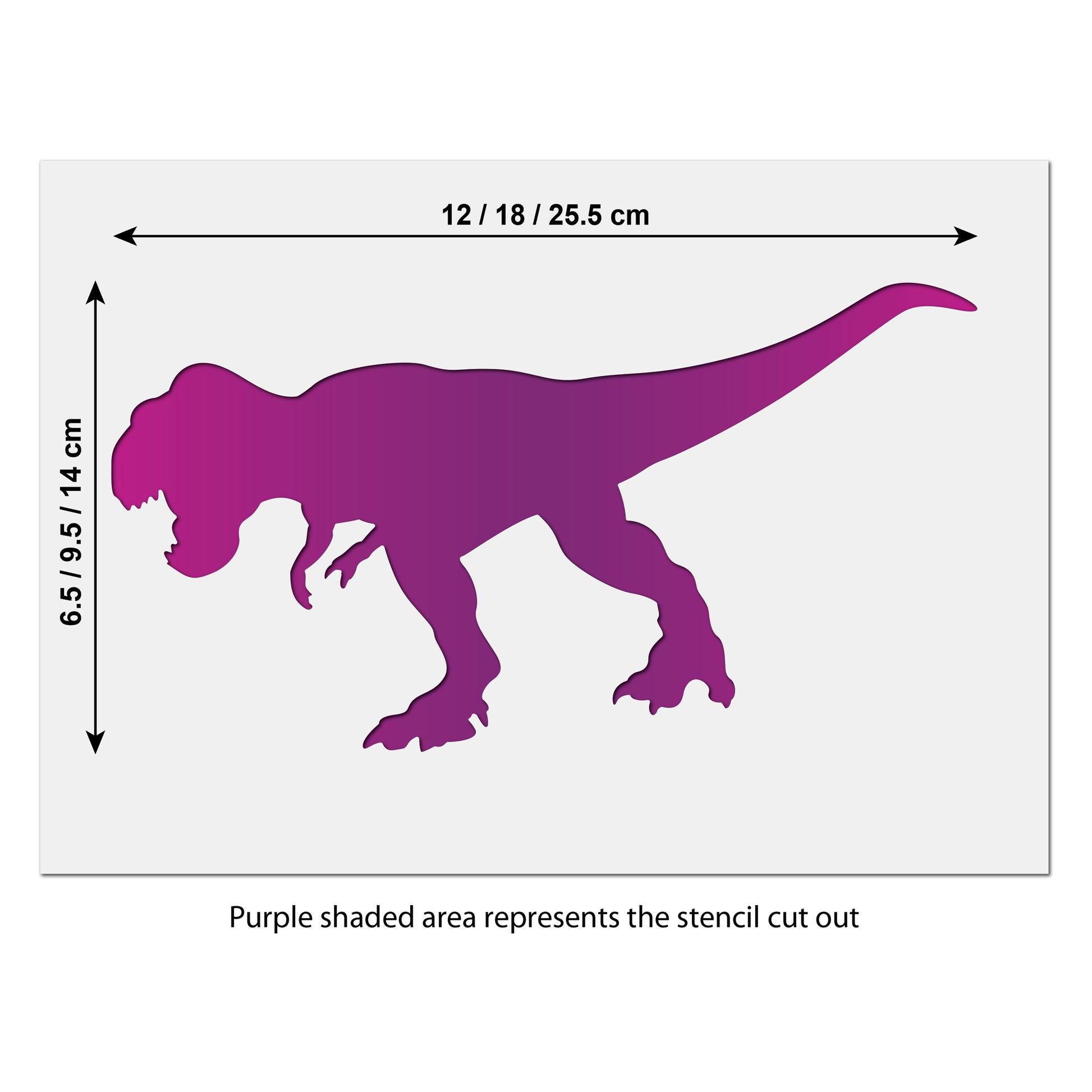 T Rex dionasaur stencil size information