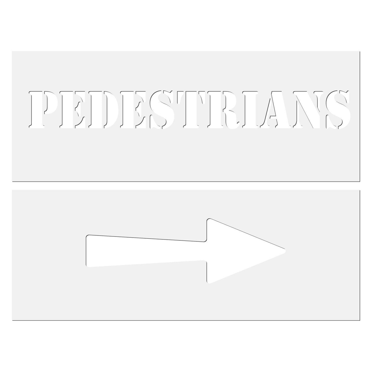 Pedestrians and arrow stencil 