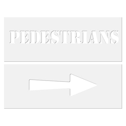 Pedestrians and arrow stencil 