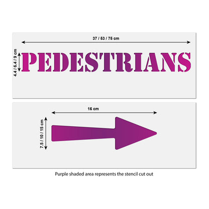 Pedestrians and arrow stencil size guide