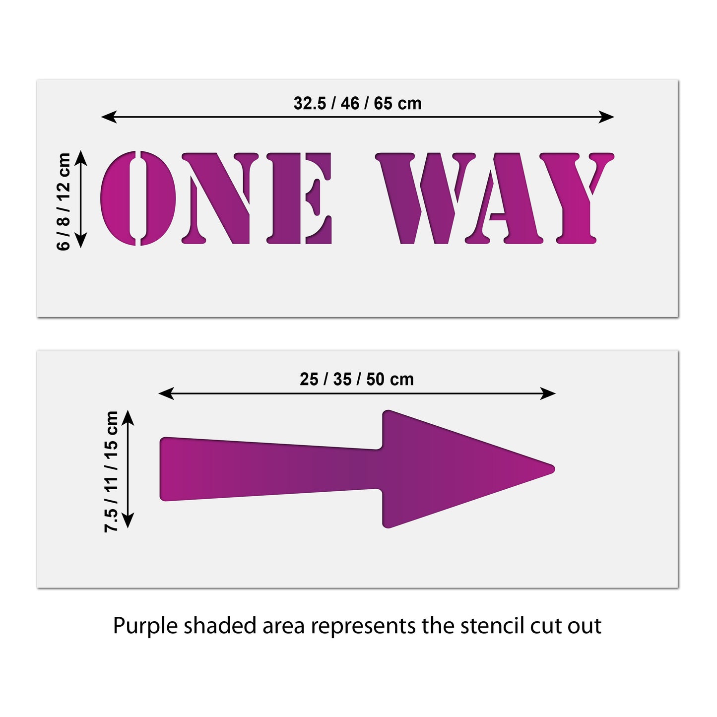One Way Sign Stencil - Large One Way with Arrow Template