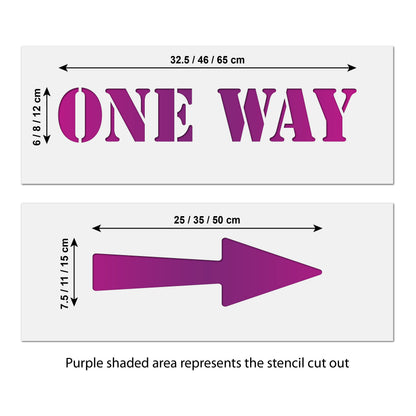 One Way Sign Stencil - Large One Way with Arrow Template