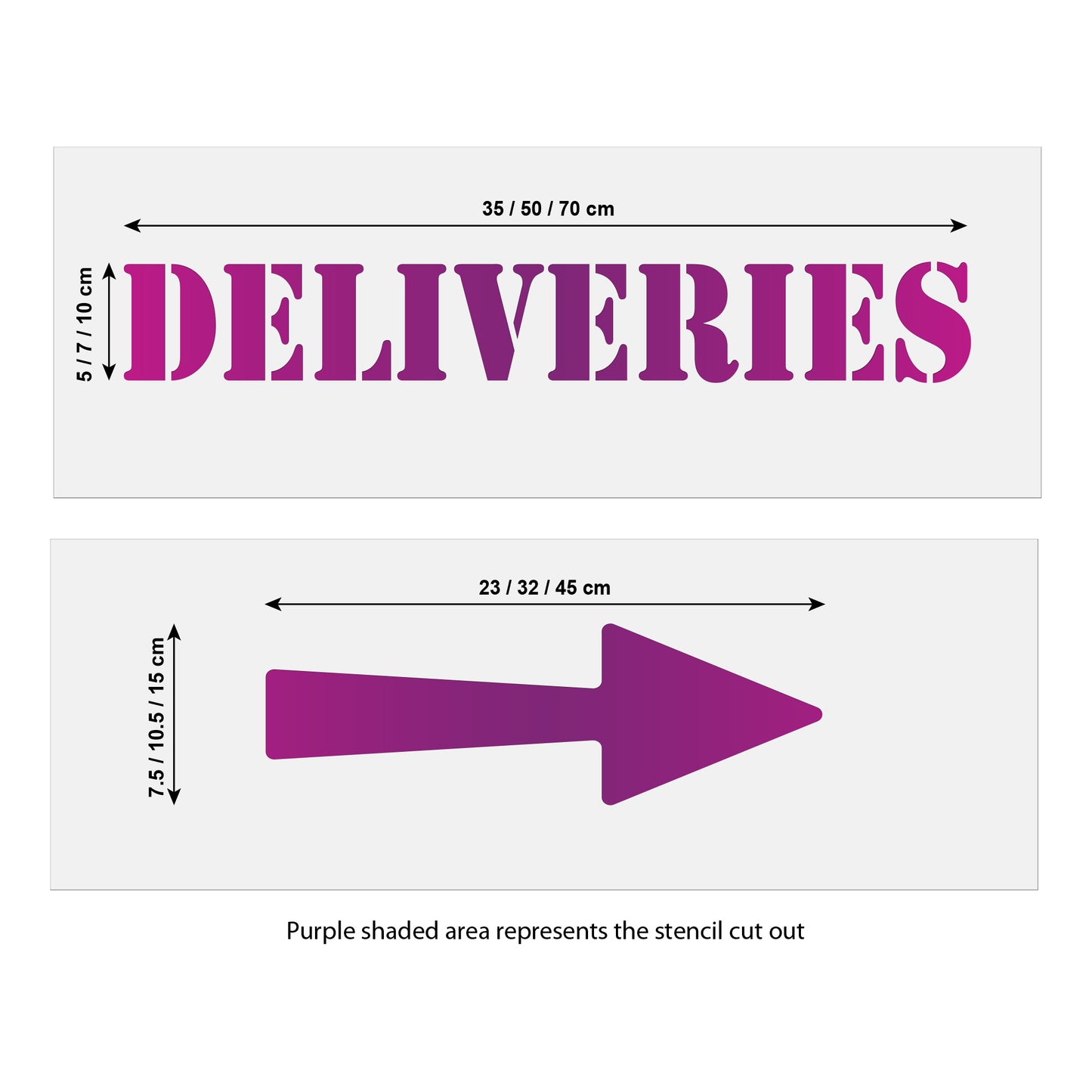 Deliveries and Arrow Stencil Set size guide