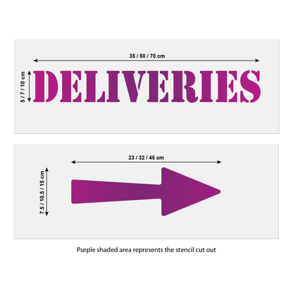 Deliveries and Arrow Stencil Set size guide