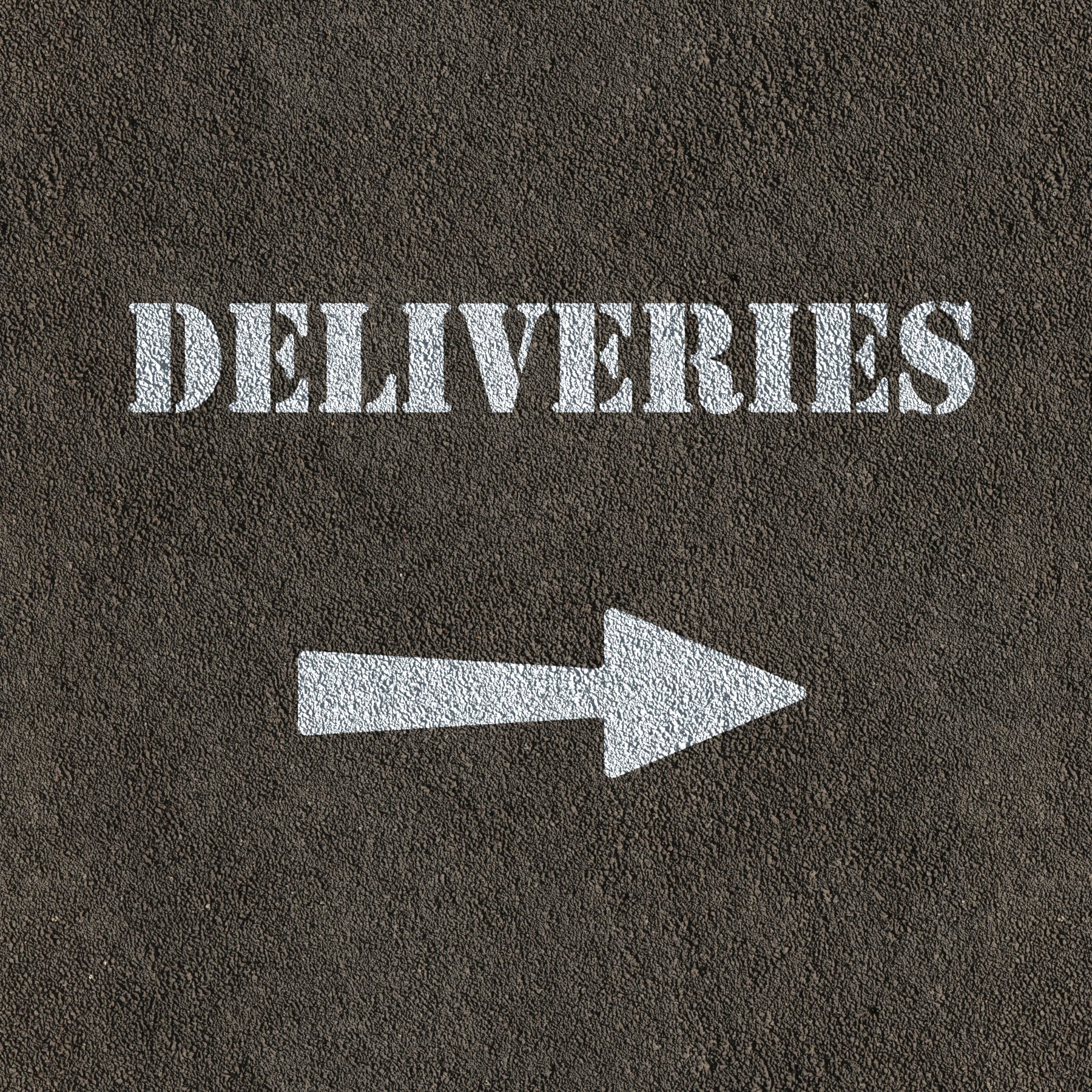 Deliveries Stencil Sprayed on Road Surface