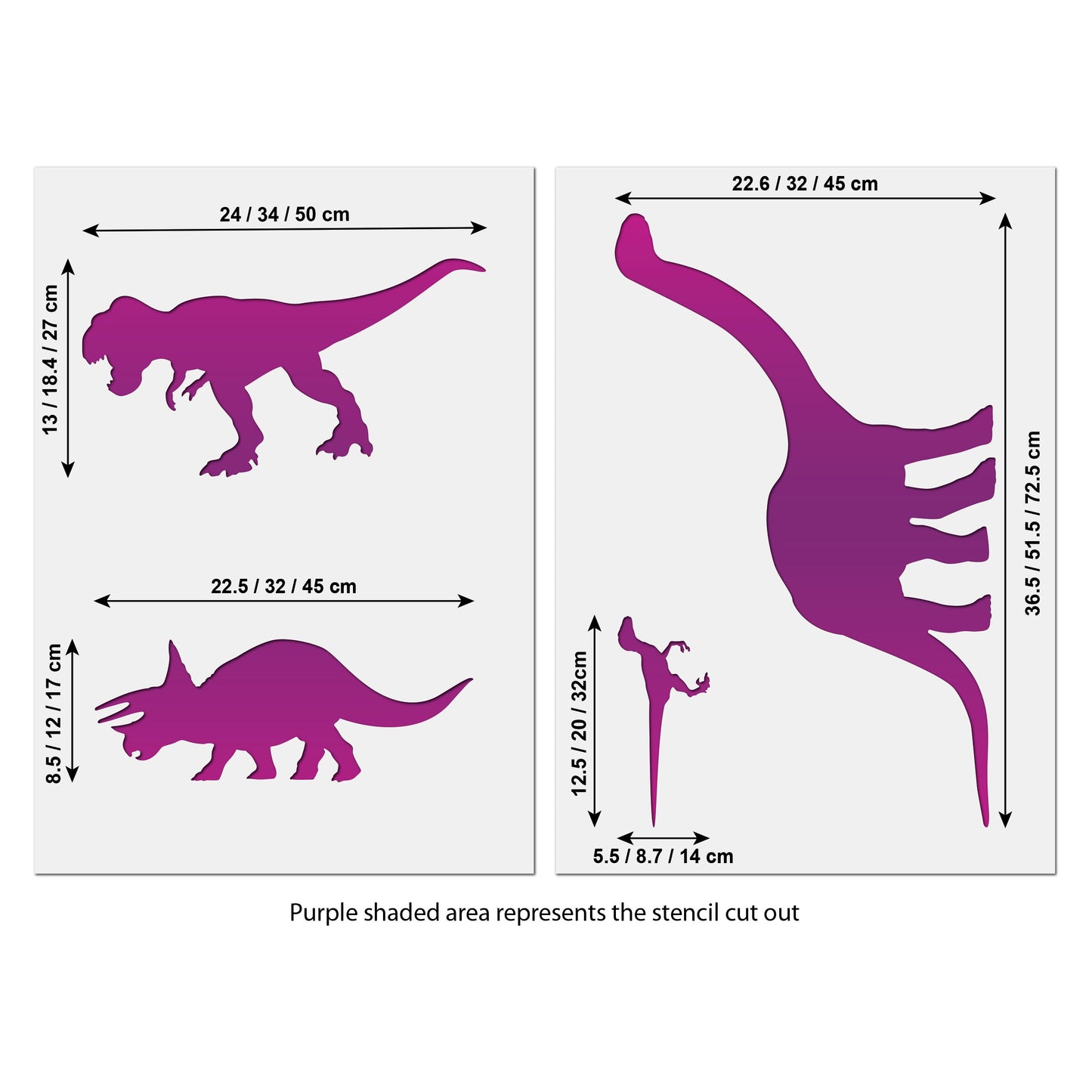 Dinosaur Wall Stencil Set - 4 Dinosaur Templates