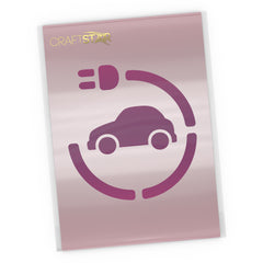Electric Vehicle Charging Icon Stencil - EV Parking Craft Stencil Template