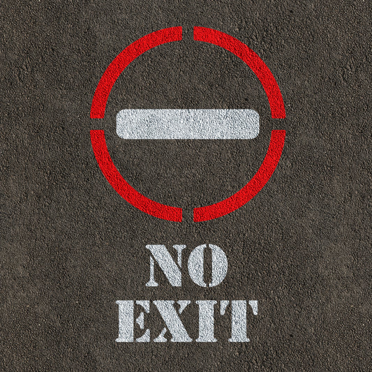 No Exit Stencil Template painted on road surface