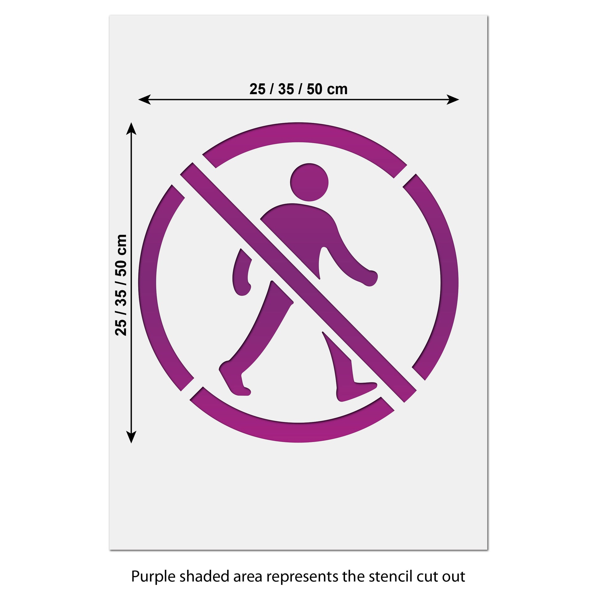 No Pedestrians Symbol Stencil size guide