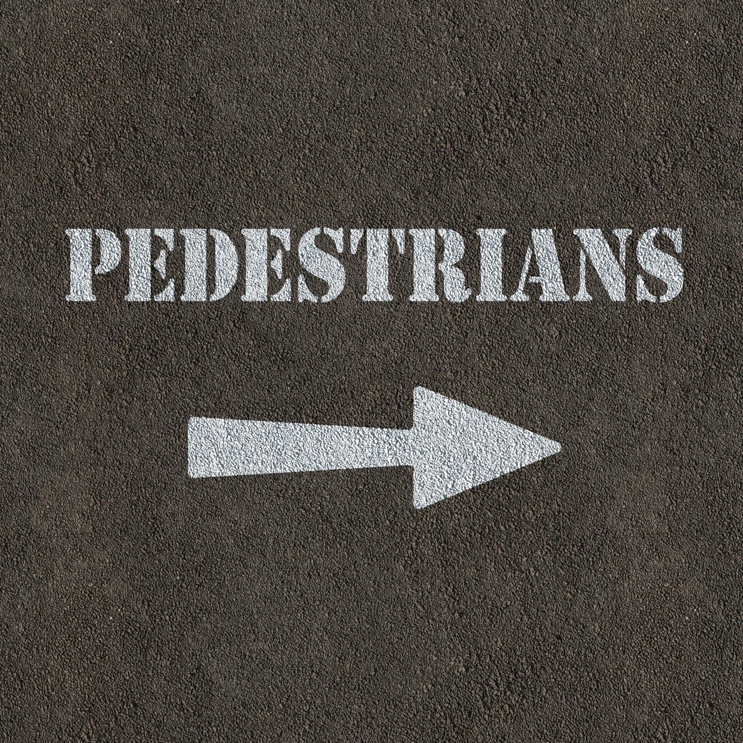 Pedestrians and arrow stencil painted on road