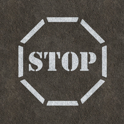 CraftStar Stop Sign Stencil spray painted on Asphalt