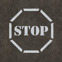 CraftStar Stop Sign Stencil spray painted on Asphalt