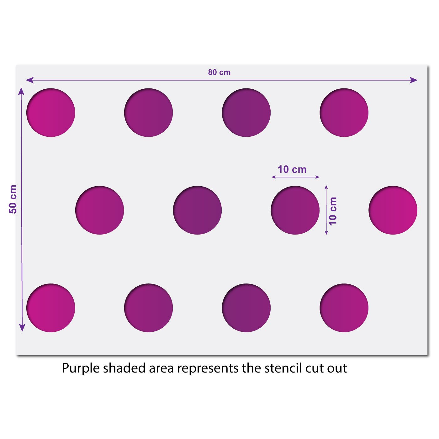 Large Polka Dot Pattern Wall Stencil Size Guide