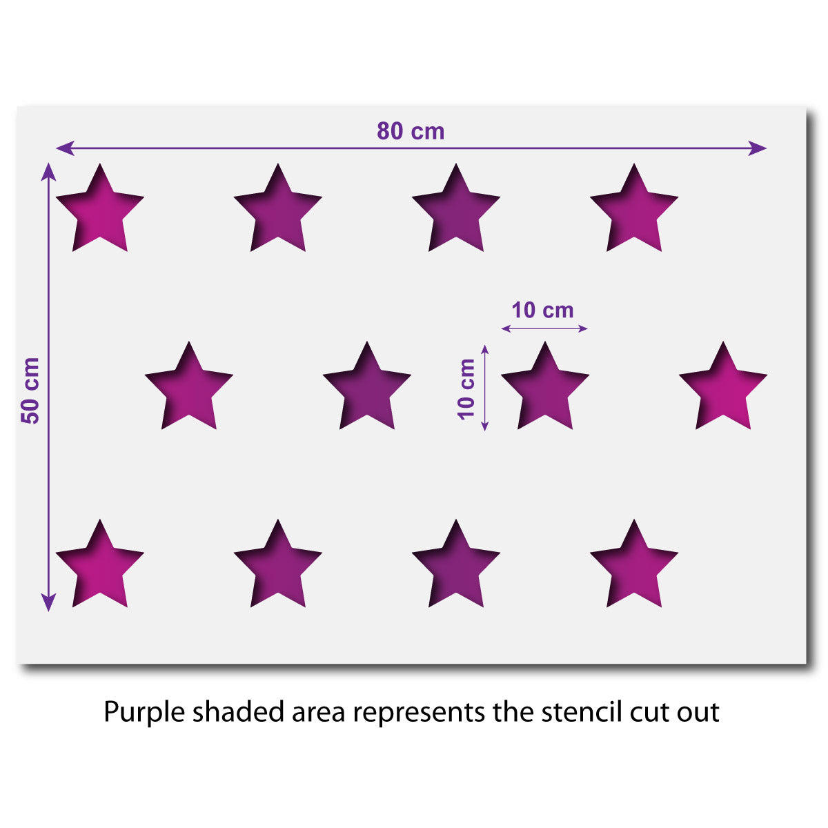 CraftStar Large Star Repeating Pattern Wall Stencil - Size Guide