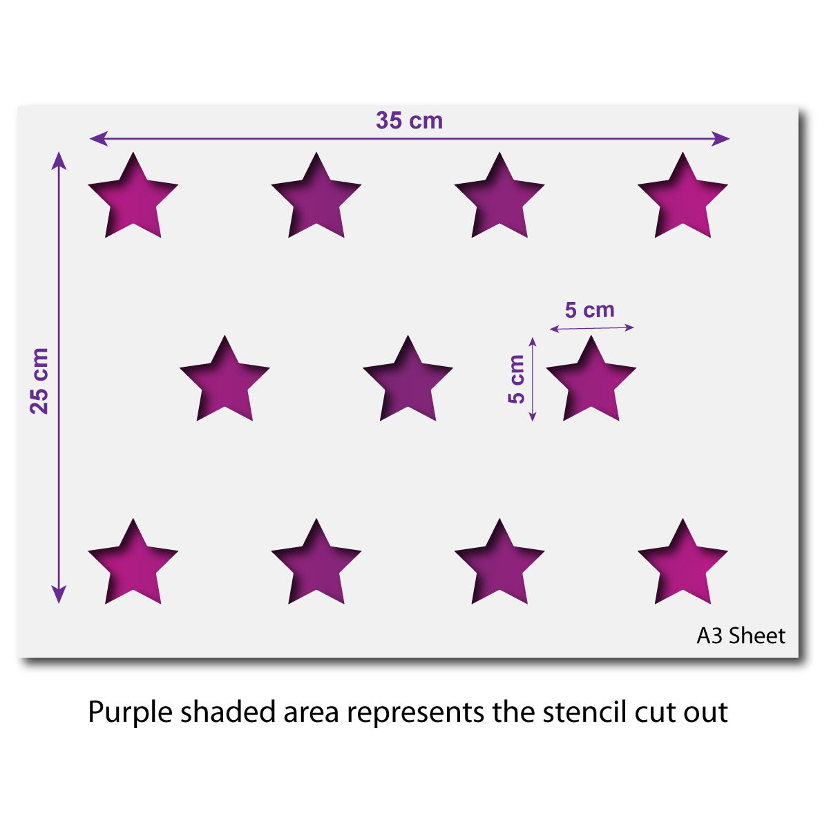 CraftStar Small Stars Repeating Pattern Stencil - A3 Size