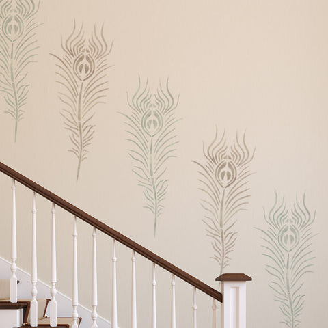 Peacock Feather Wall Stencil