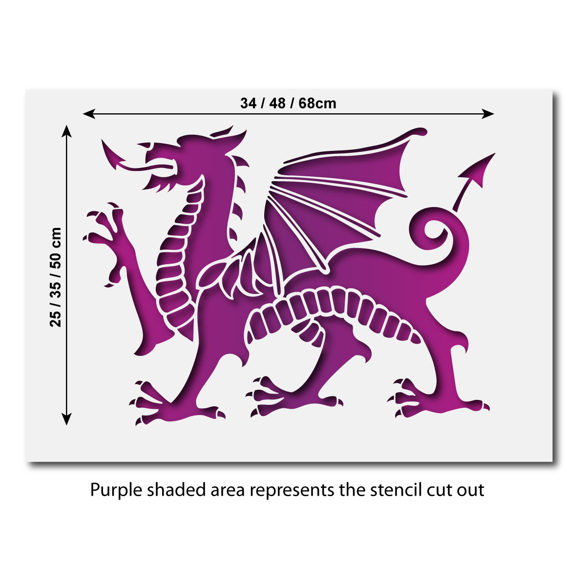 CraftStar Welsh Dragon Stencil Size Guide