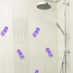 Mauve Stinger Jellyfish Stencil on Shower Door - CraftStar