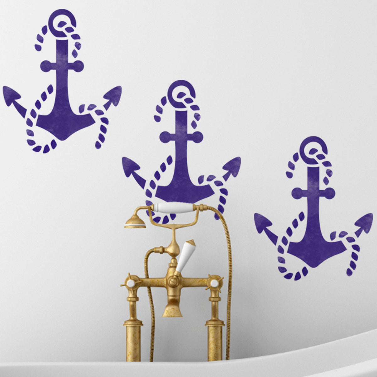 CraftStar Anchor Wall Stencil in Bathroom